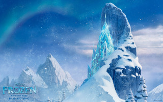 Frozen castle rainbow snow background - matte painting concept art free wallpaper