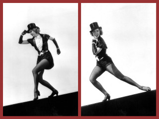 Woman top hat stockings pose - bent free wallpaper