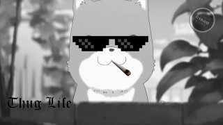 Cat sunglasses cigarette cartoon style - lineart free wallpaper for desktop