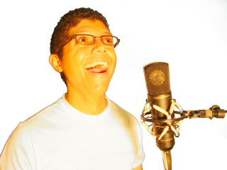 Man glasses microphone smile white - studio free wallpaper