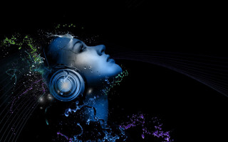 Woman headphones water splash face - headphone free wallpaper for desktop