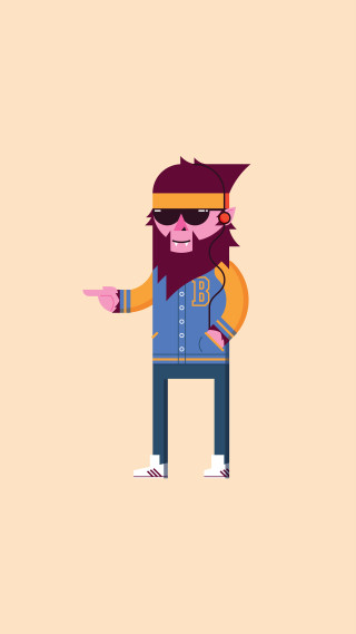 Man beard glasses pointing yellow - character design free wallpaper