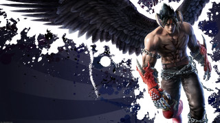Winged male chains blood feathers - a bloody hand free wallpaper