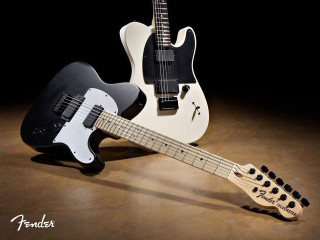 Black white guitar brown background - guitar free wallpaper