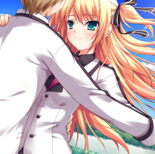 Anime couple hugging blue sky 5 - a blue sky free wallpaper for tablet
