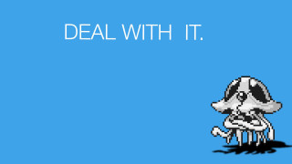 Pixel art dog blue background - high resolution free wallpaper