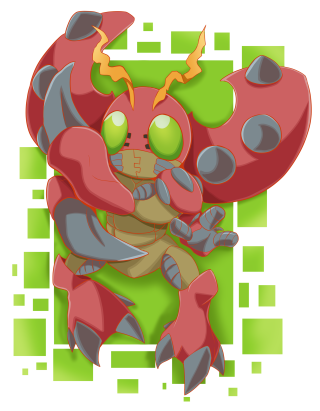 Cartoon character red gray green - fullbody free wallpaper