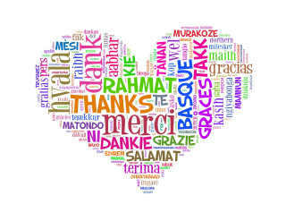 Thanksgiving heart word cloud multilingual - different language free wallpaper