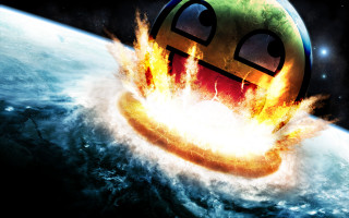 Cartoon face fireball planet sky - explosion free wallpaper for desktop