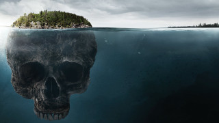 Skull floating water island background - daniel lieske free wallpaper for desktop