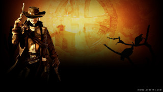 Cowboy hat gun dead bird - steampunk free wallpaper