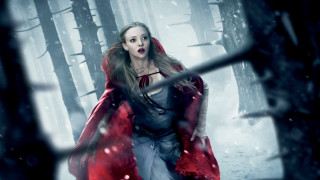 Woman red cloak cape forest - dark shadow free wallpaper