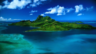 Small island water clouds blue 3 - white cloud free wallpaper for desktop