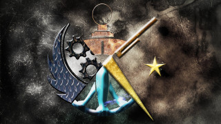 Coat of arms star knife 2 - a table top free wallpaper for desktop