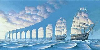 Ship sailing ocean bridge background - dali free wallpaper