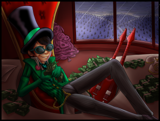 Cartoon man top hat green - his lap free wallpaper