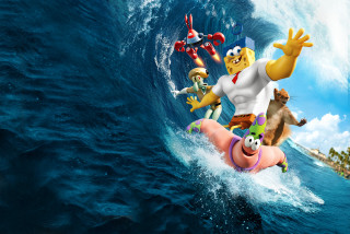 Cartoon character surfing wave ocean - other character free wallpaper