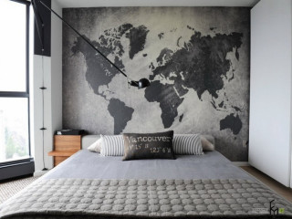 Bedroom large bed wall mural - the wall behind free wallpaper