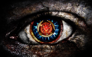 Blue red eye red yellow - realistic eye free wallpaper