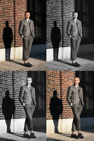 Man suit tie brick wall 4 - free 3d render wallpaper
