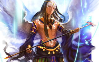 Woman sword wings holding sword - divinity free wallpaper