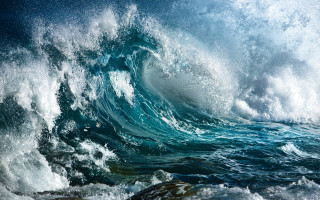 Large wave crashing ocean shore - a large wave free wallpaper
