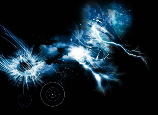 Lightning storm blue swirls night - volumetric lightning free wallpaper