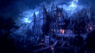 Castle lightning storm clouds dark - cloud and lightning free wallpaper