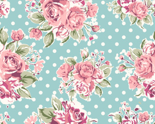Blue pink flowered wallpaper polka 2 - color scheme free wallpaper