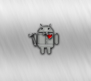 Metal heart robot hammer red - android free wallpaper for tablet