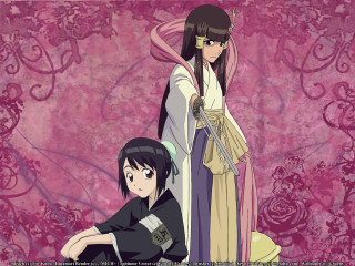 Anime two girls floral background - ukiyoe free wallpaper for desktop