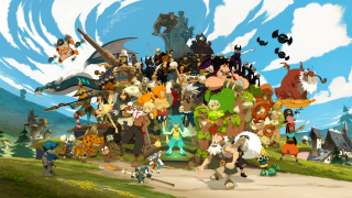 Cartoon characters blue sky green - 2 d game art free wallpaper