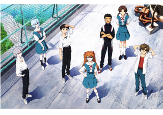 Anime characters sidewalk fence bench - a bench in the background free wallpaper