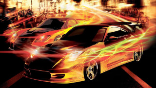 Car flames street driving another - flame free wallpaper