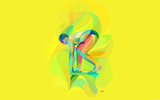 Colorful abstract figure yellow background - eric deschamps free wallpaper