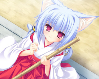 Anime girl blue hair white - a stick free wallpaper for desktop