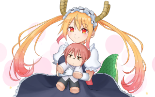 Girl holding doll demon shoulder - horn free wallpaper