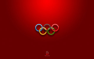 Red background olympic symbol white - symbol free wallpaper for desktop