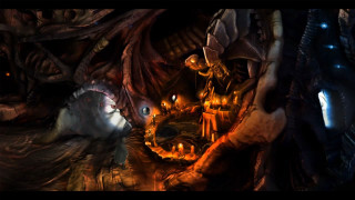 Cave man woman dragon background - a dragon in the background free wallpaper