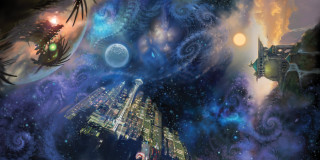 Space station galaxy city distant - donato giancola free wallpaper