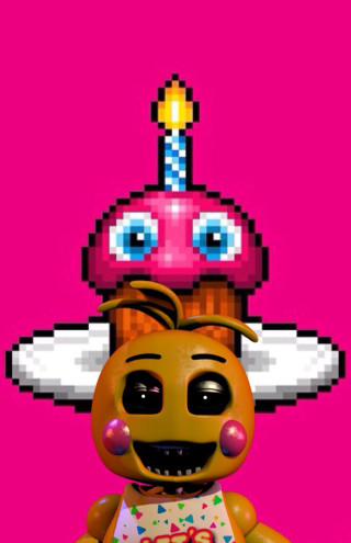 Pixel art dog birthday cake - free happy birthday wallpaper for mobile