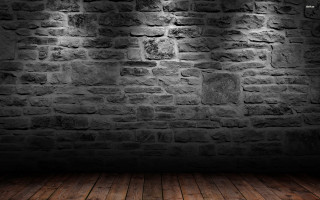 Dark room brick wall wooden 4 - the wall and floor free wallpaper