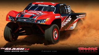 Red truck driving dirt desert - brian despain free wallpaper