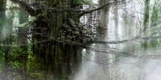 Tree house woods ladder digital - a ladder free wallpaper