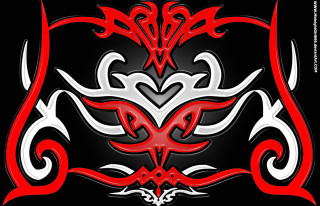 Red white design black background - symmetric free wallpaper