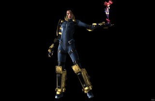 Futuristic woman suit flower vase - a futuristic suit holding free wallpaper for desktop