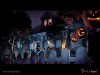 House pumpkins ghosts night full - night free wallpaper
