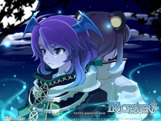 Purple hair girl sword fullmoon - a full moon sky free wallpaper