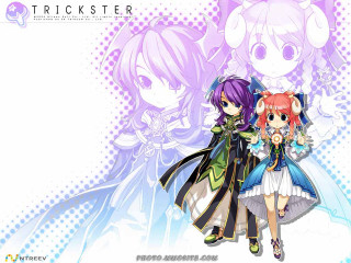 Anime girls purple blue background - color free wallpaper