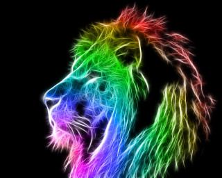 Colorful lion black background rainbow - digital art free wallpaper for desktop